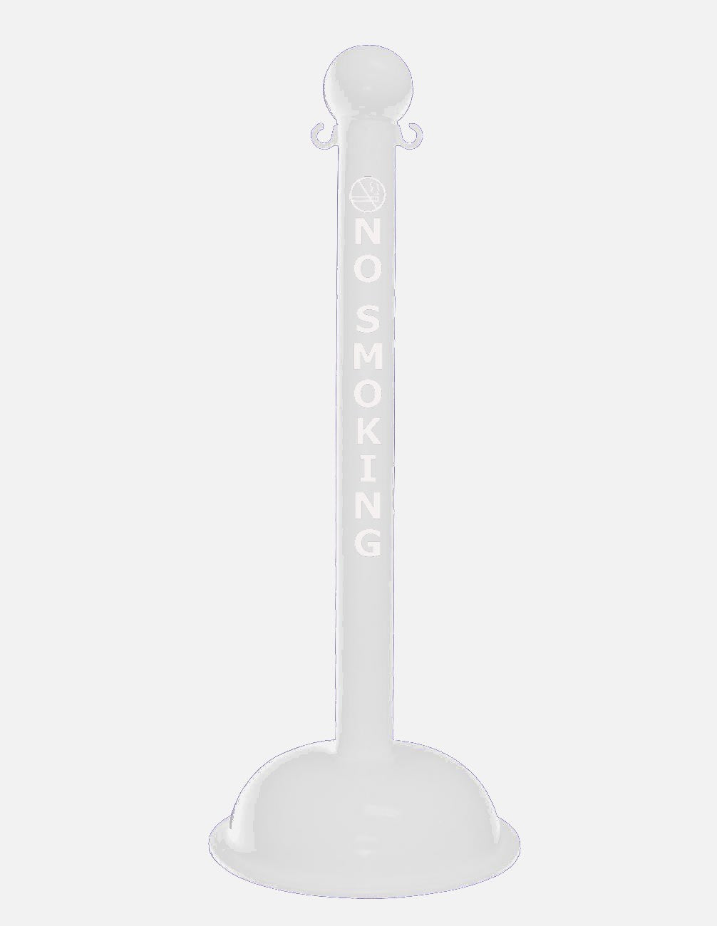 3" White safety label stanchion, NO SMOKING in white