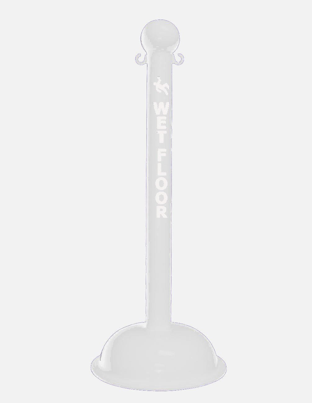 3" White safety label stanchion, WET FLOOR in white