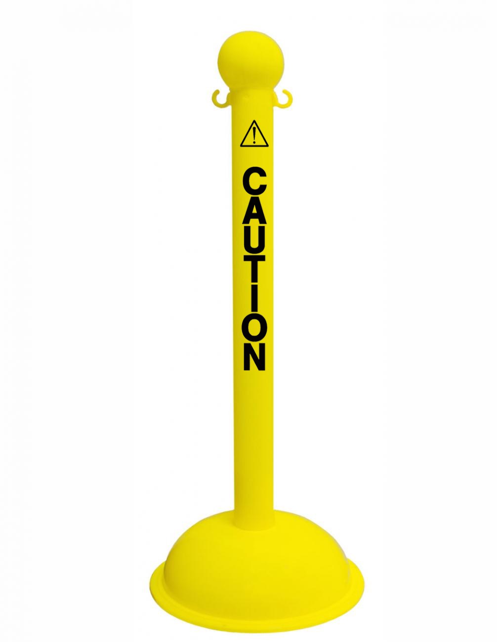 3" Yellow safety label stanchion, CAUTION in black