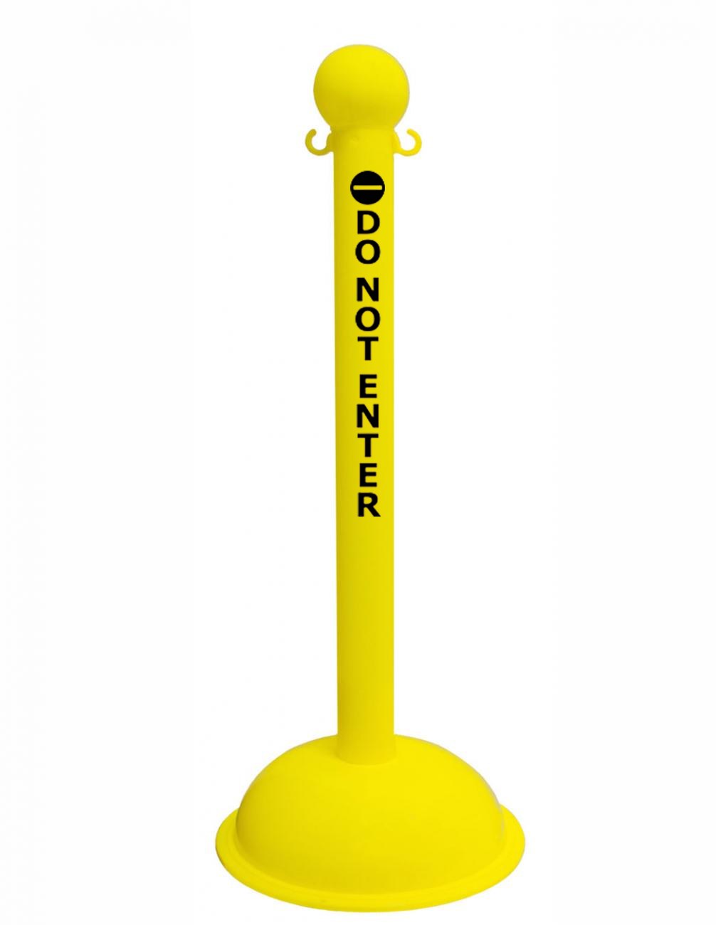 3" Yellow safety label stanchion, DO NOT ENTER in black