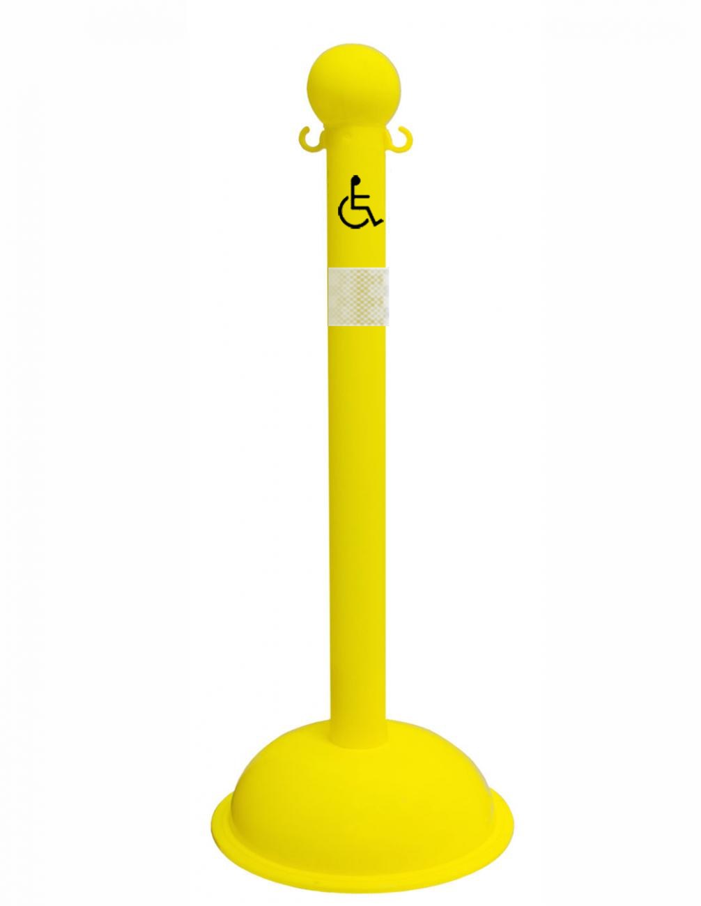 3" Yellow safety label stanchion, HANDICAP in black
