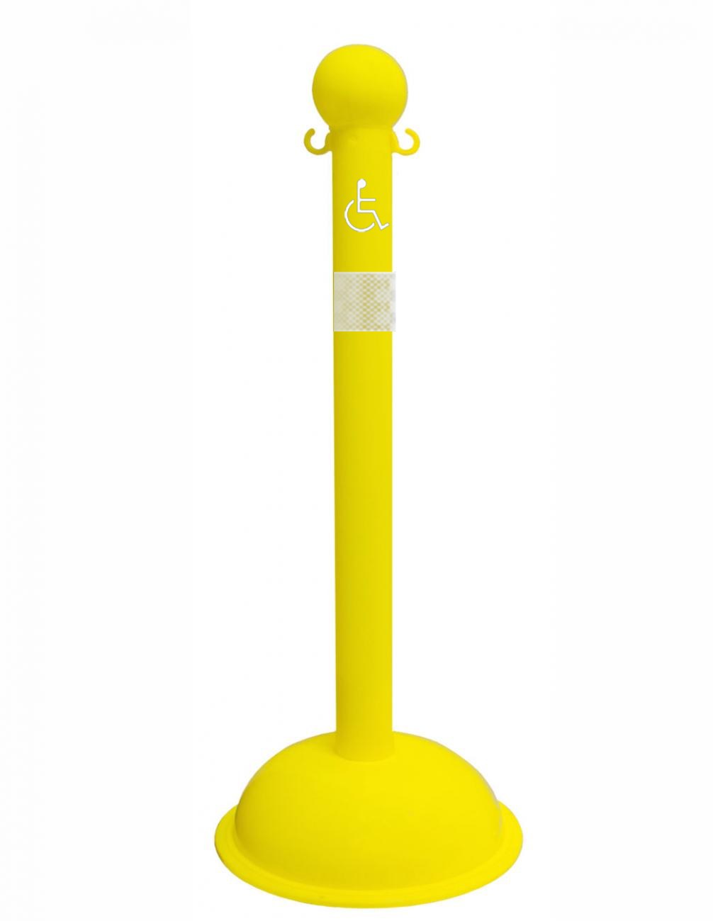 3" Yellow safety label stanchion, HANDICAP in white