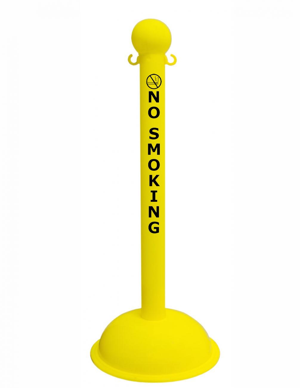 3" Yellow safety label stanchion, NO SMOKING in black