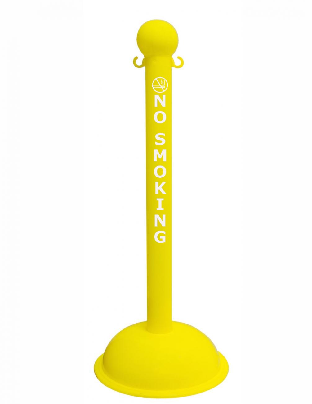 3" Yellow safety label stanchion, NO SMOKING in white