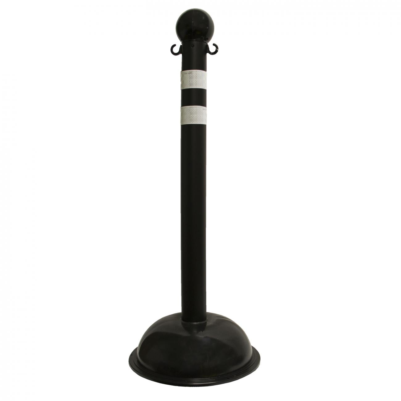 3" Diameter Reflective Striped Stanchion / 41" Height – Black