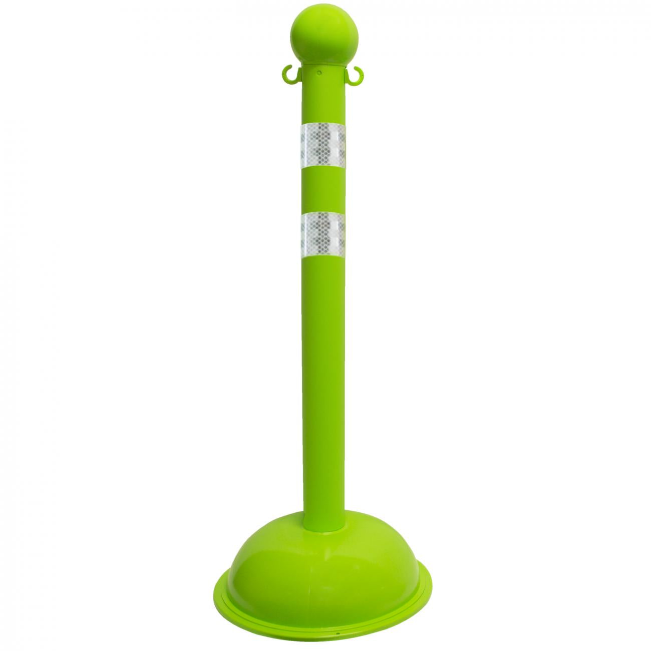 3" Diameter Reflective Striped Stanchion / 41" Height – Safety Green