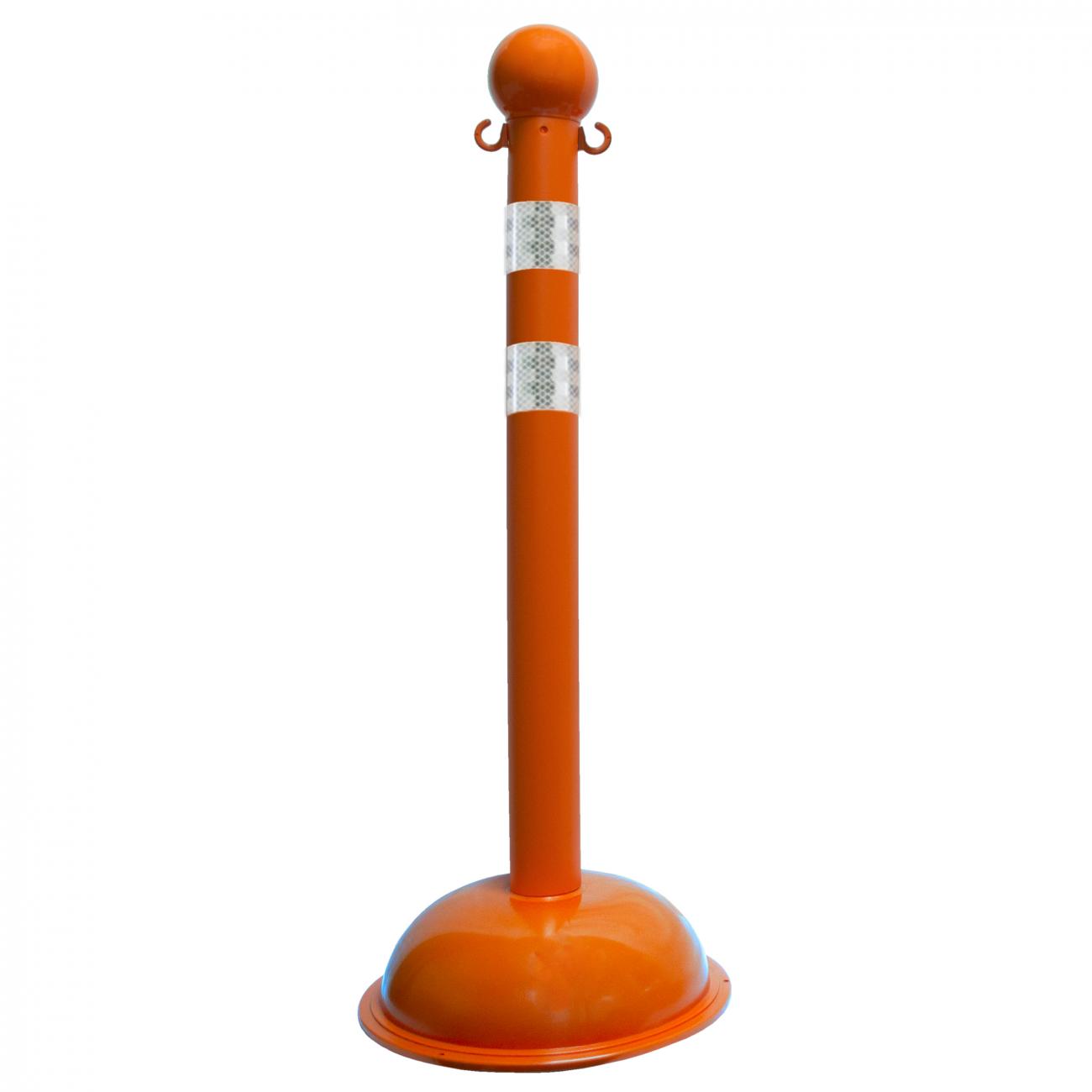 3" Diameter Reflective Striped Stanchion / 41" Height – Safety Orange