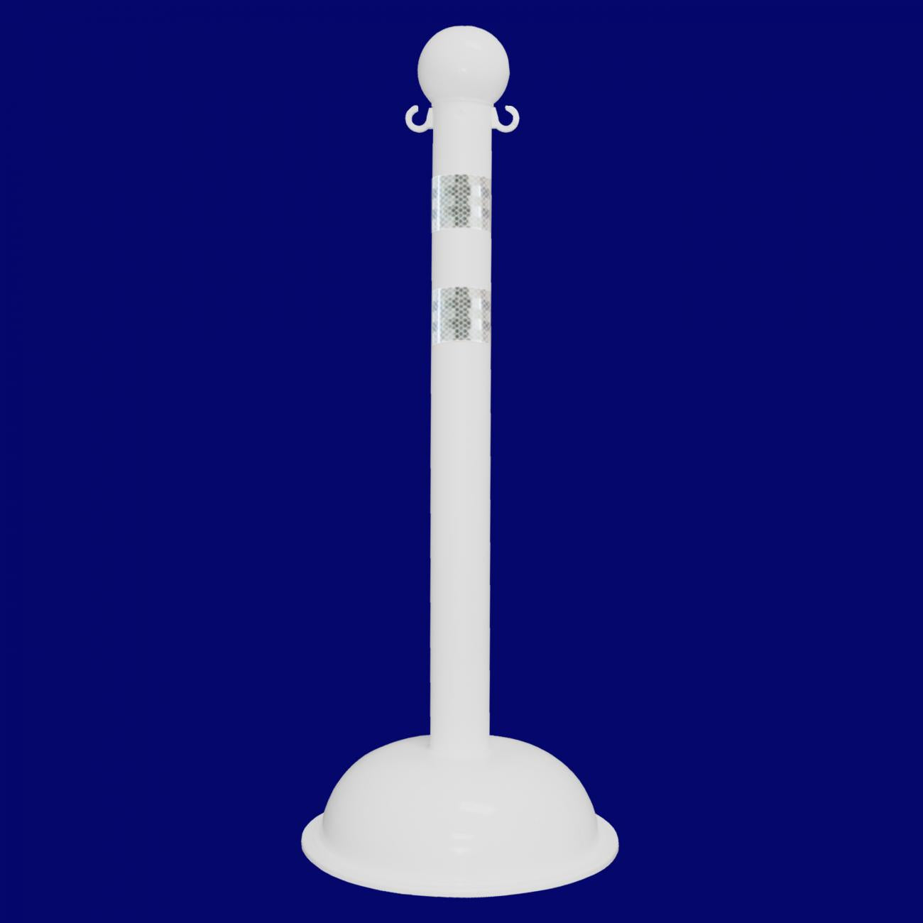 3" Diameter Reflective Striped Stanchion / 41" Height – White