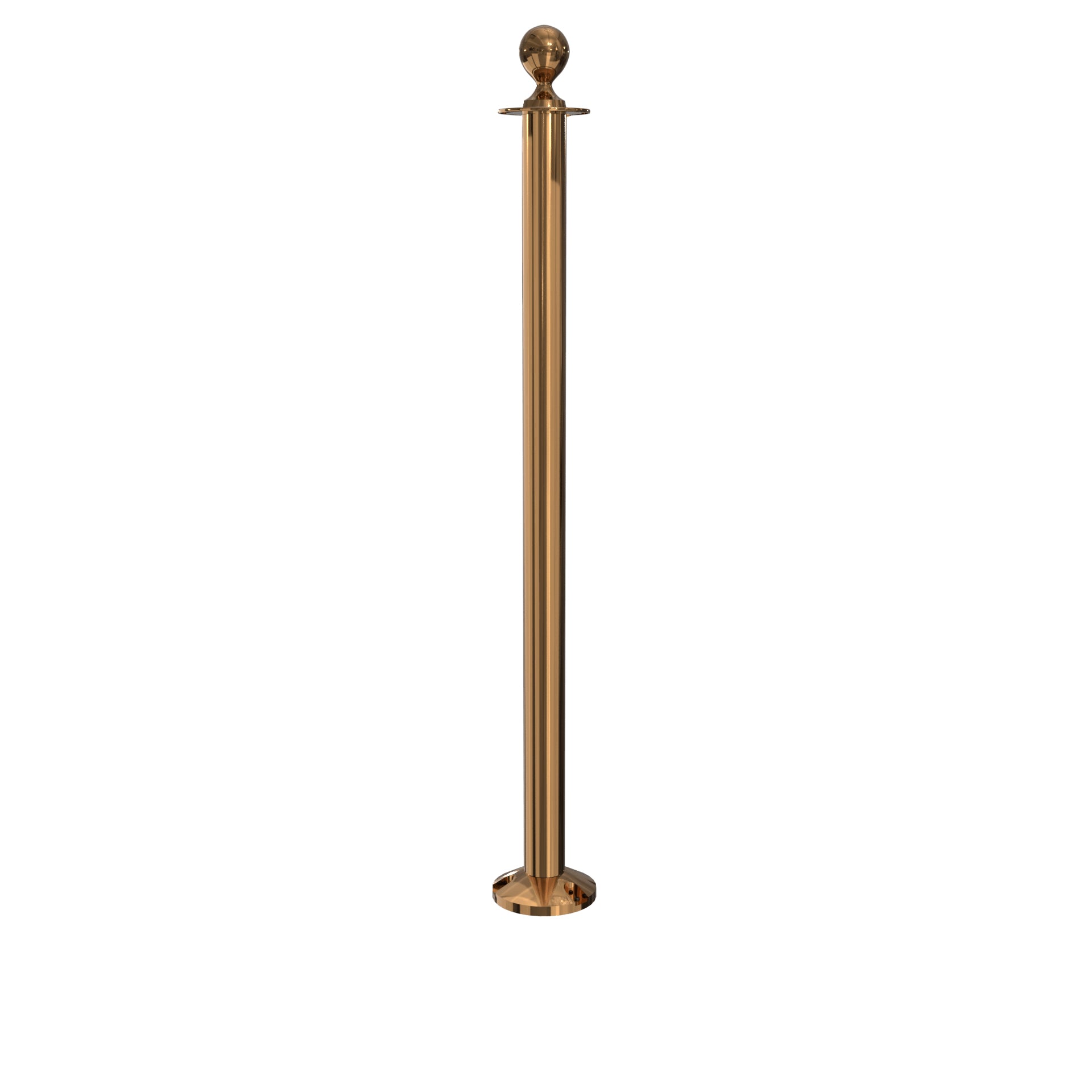 Elegance Ball Top Fixed Base Stanchion - Polished Brass