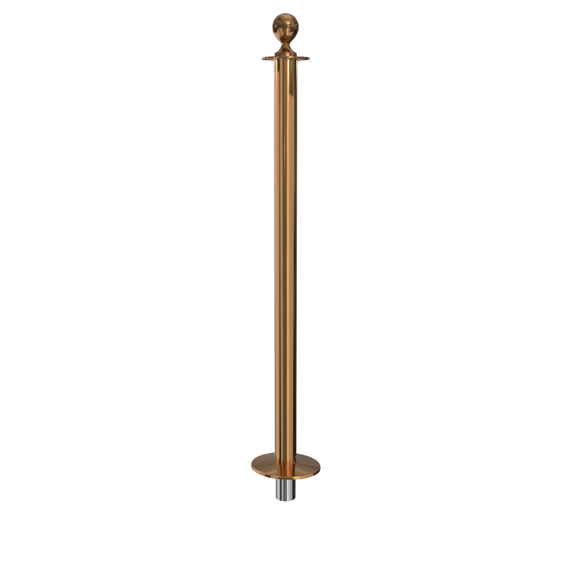 Elegance Ball Top Removable Base Stanchion - Polished Brass