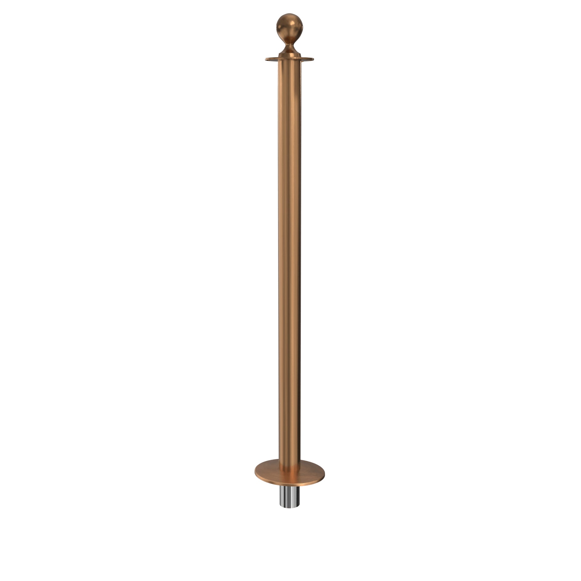 Elegance Ball Top Removable Base Stanchion - Satin Brass
