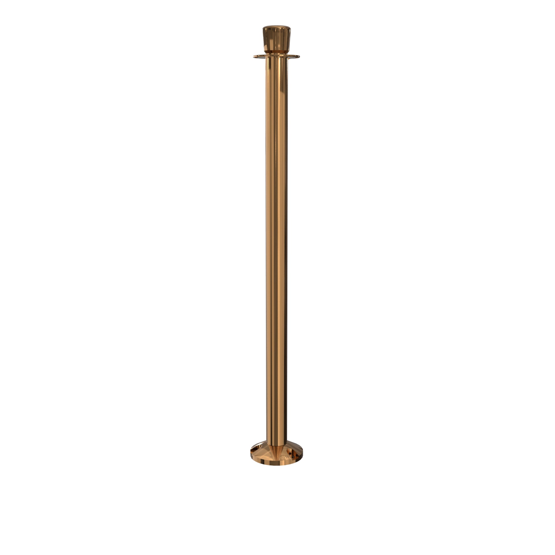 Elegance Crown Top Fixed Base Stanchion - Polished Brass