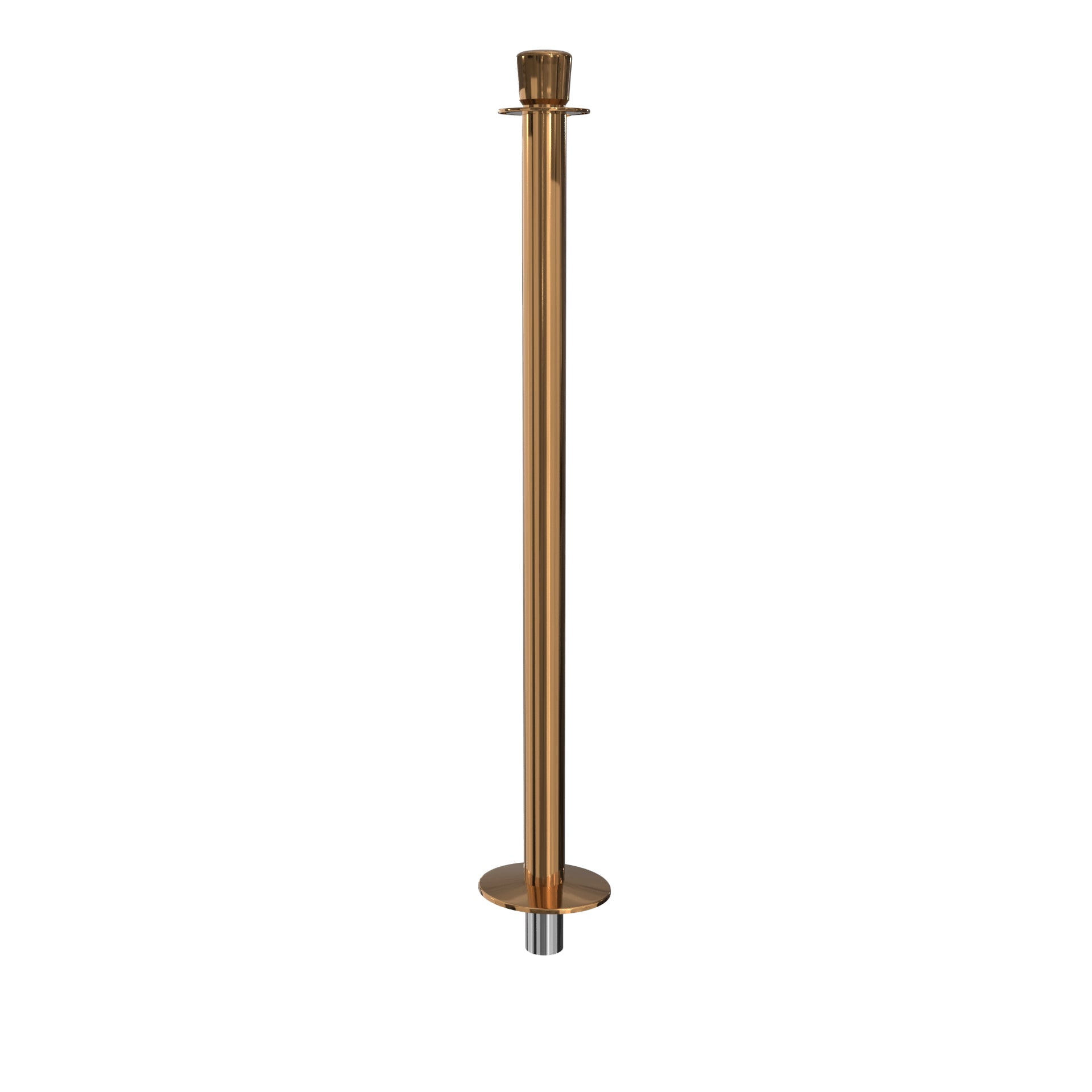 Elegance Crown Top Removable Base Stanchion - Polished Brass