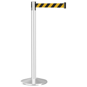 Prime 101P Polished Stainless Steel Crowd Control Stanchion Barrier with 10' Retractable Belt