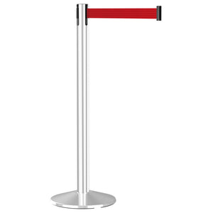 Prime 101P Polished Stainless Steel Crowd Control Stanchion Barrier with 10' Retractable Belt