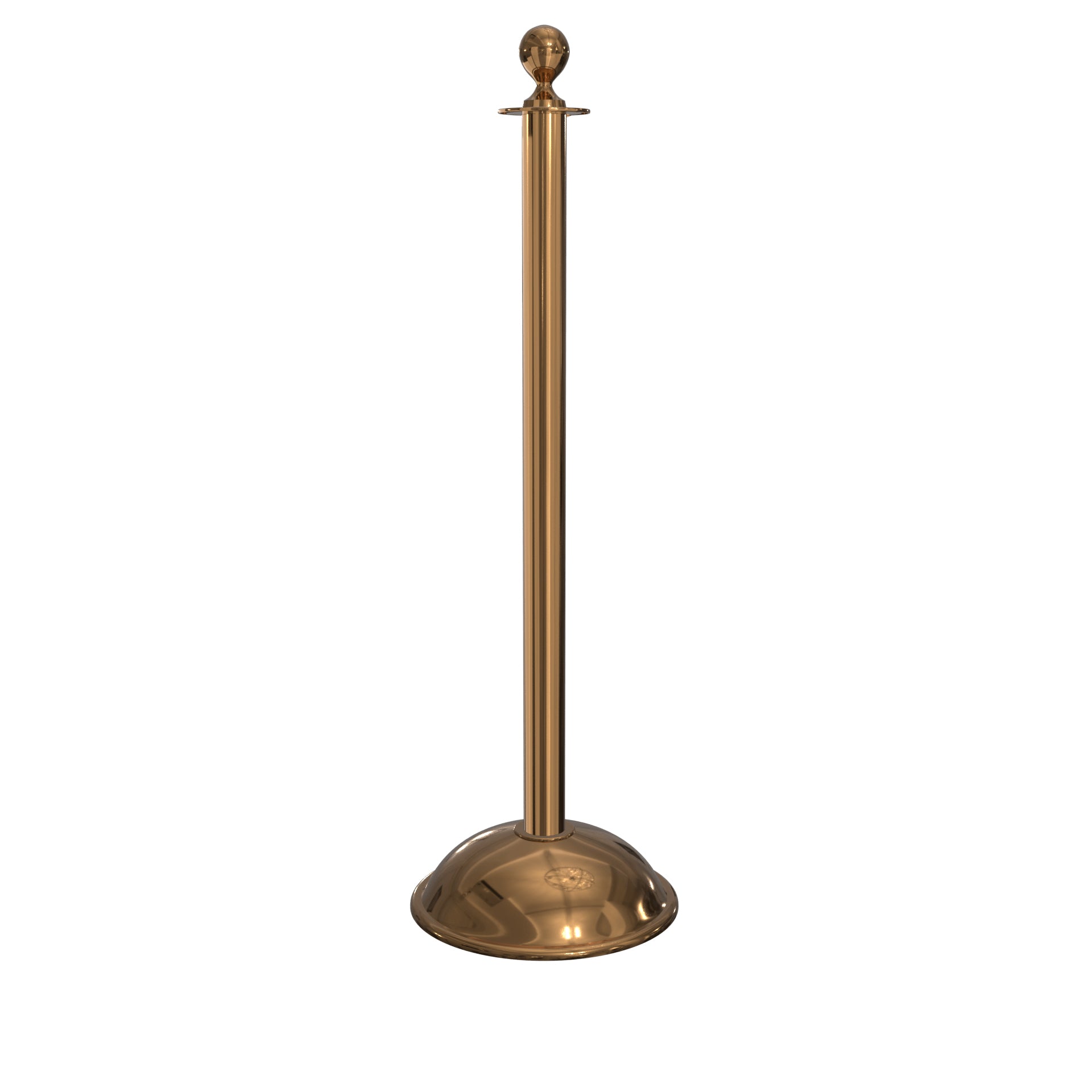 Ball Top Dome Base RopeMaster Stanchion - Polished Brass