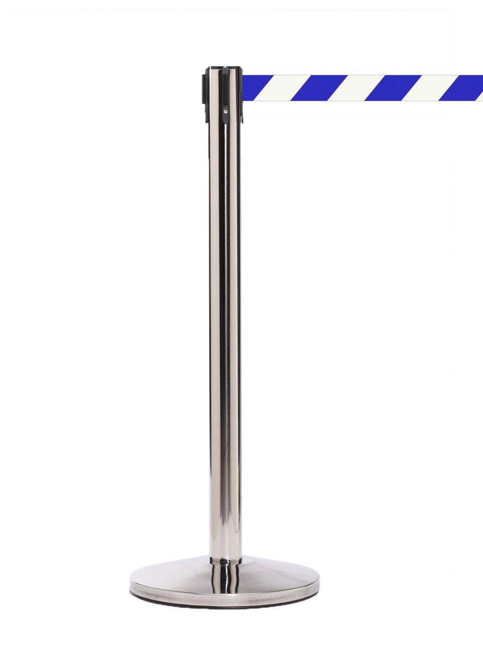 QueueMaster 550 – Polished Stainless / Blue/White Diagonal