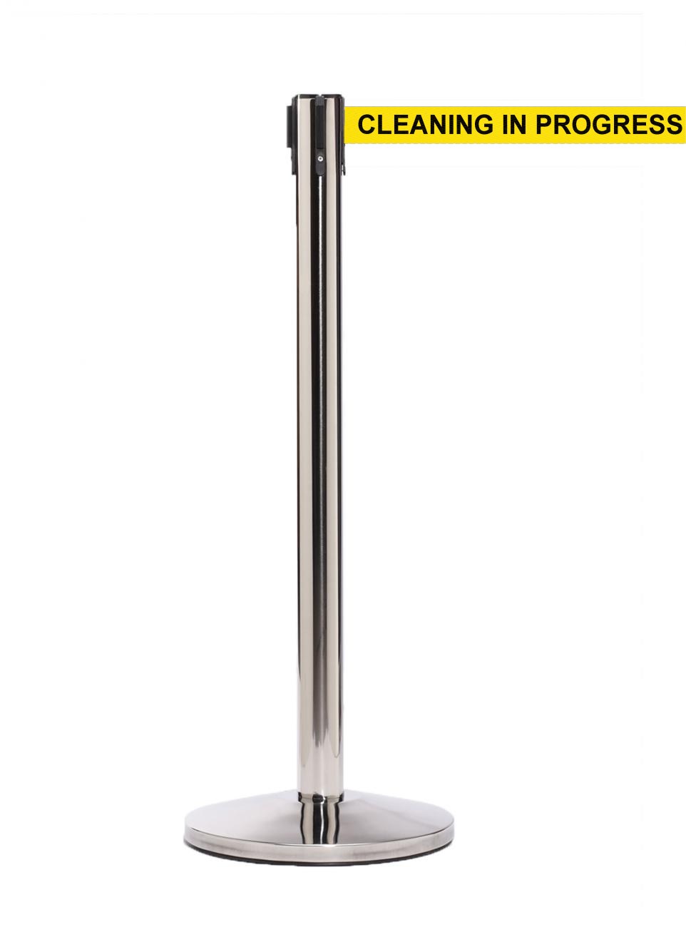 QueueMaster 550 – Polished Stainless / Yellow CLEANING IN PROGRESS