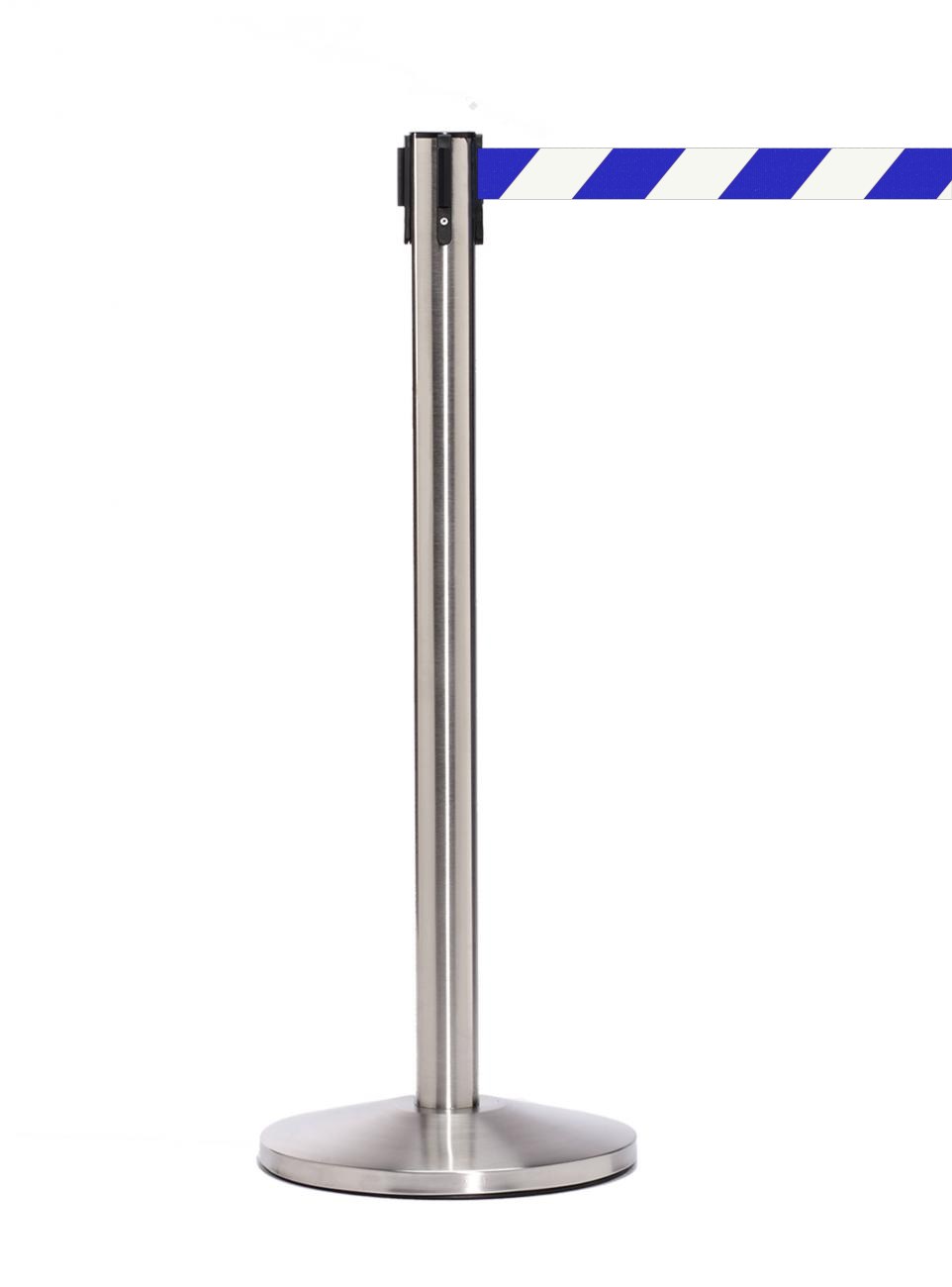 QueueMaster 550 – Satin Stainless / Blue/White Diagonal
