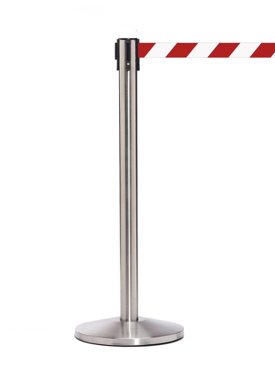 QueueMaster 550 – Satin Stainless / Red/White Diagonal