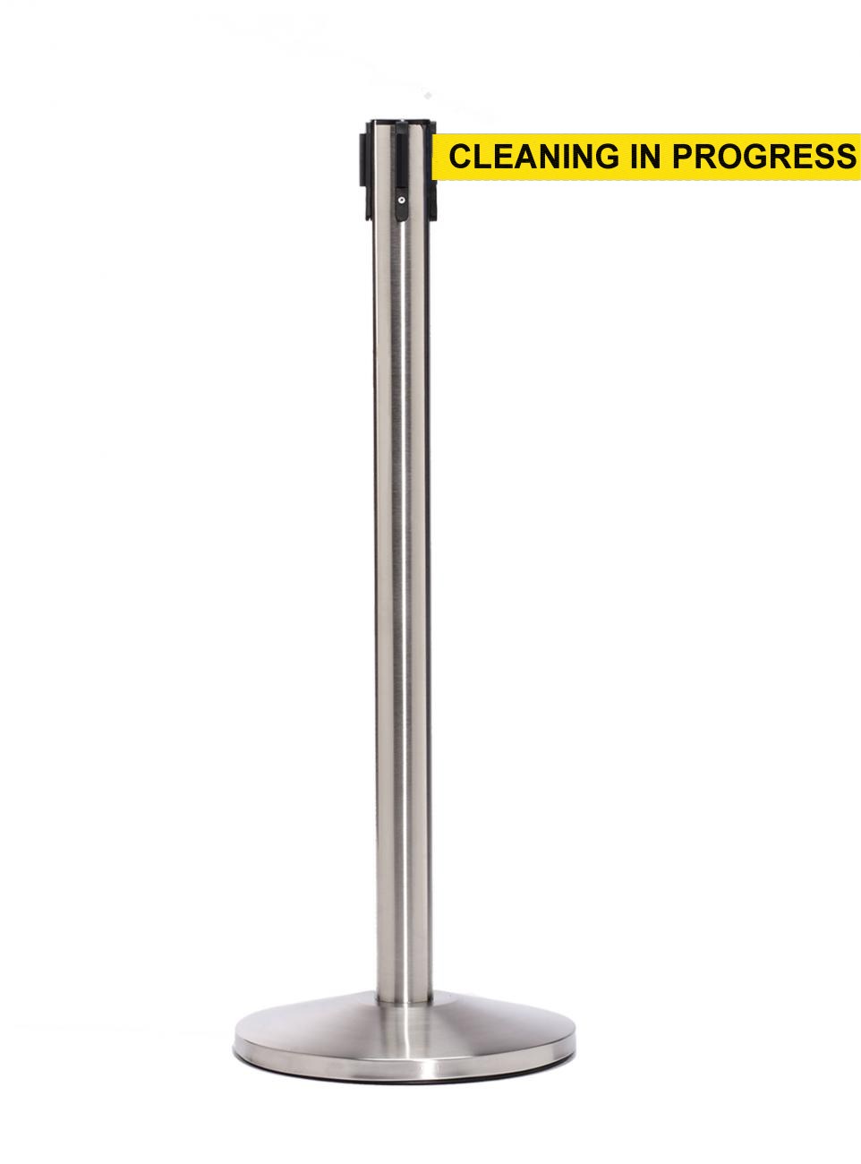 QueueMaster 550 – Satin Stainless / Yellow CLEANING IN PROGRESS