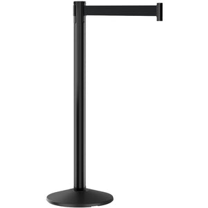 Prime P101 Black Steel Crowd Control Stanchion Barrier with 10' Retractable Belt