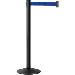 Prime P101 Black Steel Crowd Control Stanchion Barrier with 10' Retractable Belt