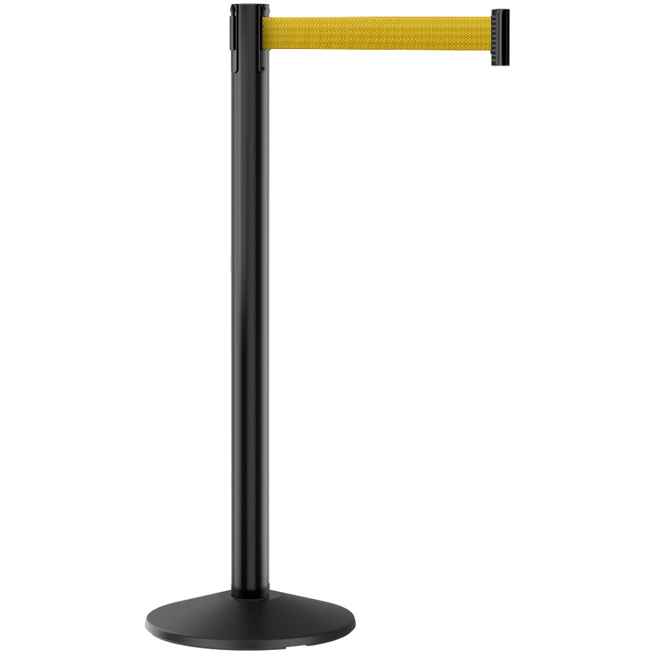 Prime HD Black Aluminum (Outdoor-Ready) Crowd Control Stanchion Barrier with 10' Retractable Belt