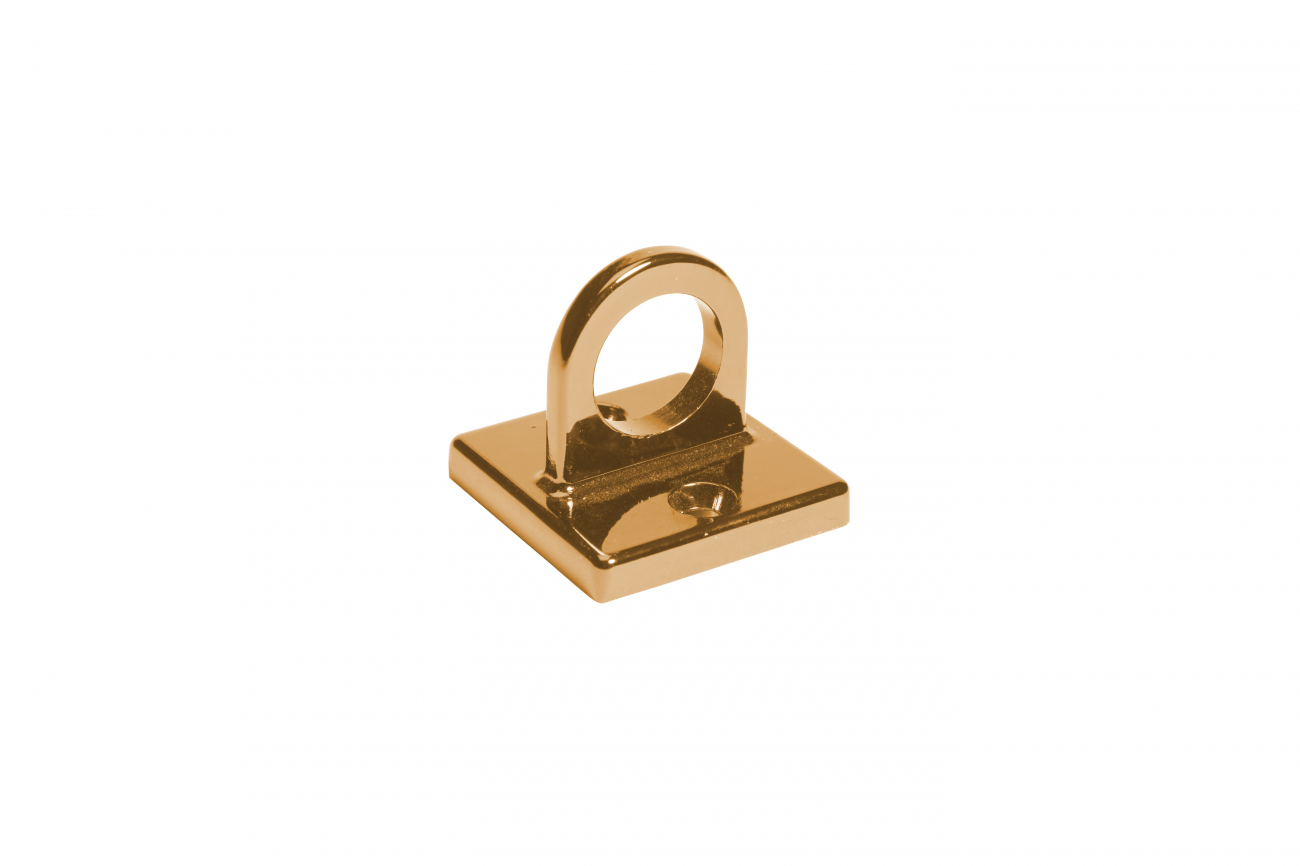 Crowd Control Barrier Stanchions Wall Plate Medium for 1 or 2 Rope Hoo – Polished Brass