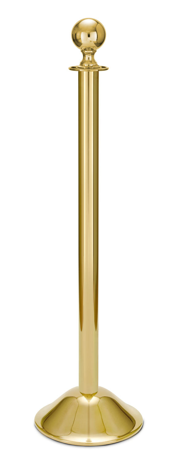 Portable Post and Rope Stanchion | Lavi - PB - Polished Brass - 12" Rounded · Single line
