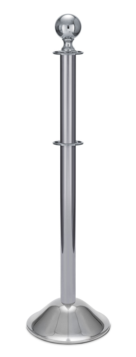 Portable Post and Rope Stanchion | Lavi - PO - Polished Stainless - 12" Rounded · Double-line (ADA)
