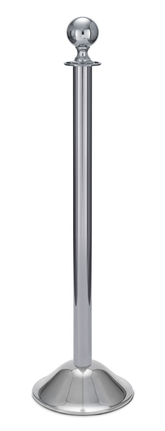 Portable Post and Rope Stanchion | Lavi - PO - Polished Stainless - 12" Rounded · Single line