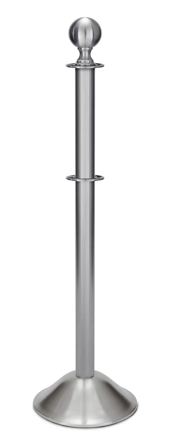 Portable Post and Rope Stanchion | Lavi - SA - Satin Stainless - 12" Rounded · Double-line (ADA)