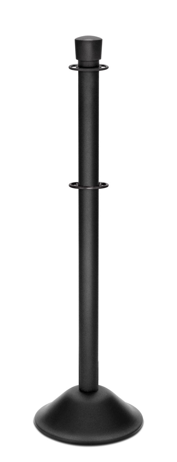 Portable Post and Rope Stanchion | Lavi - WB - Wrinkle Black - 12" Rounded · Double-line (ADA)