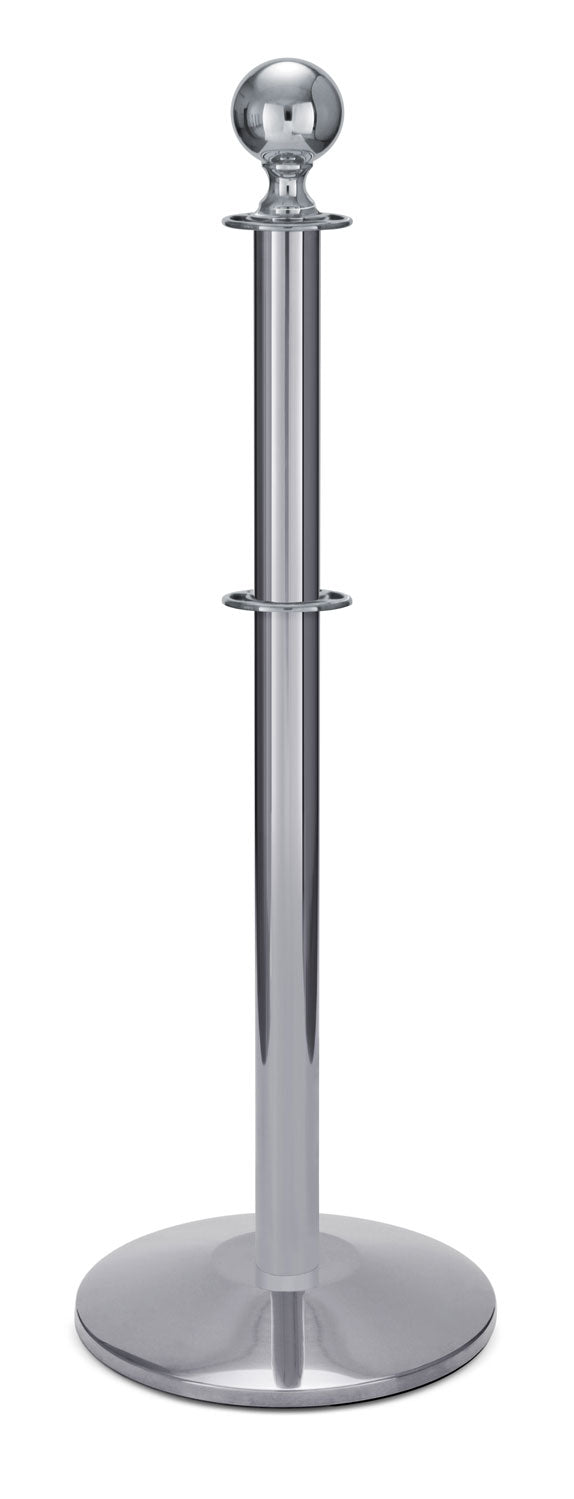 Portable Post and Rope Stanchion | Lavi - PO - Polished Stainless - 14" Sloped · Double-line (ADA)