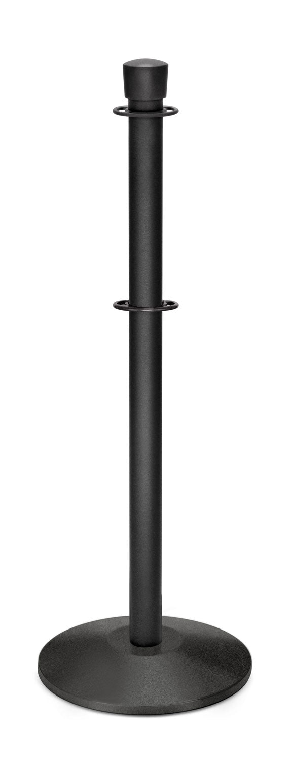 Portable Post and Rope Stanchion | Lavi - WB - Wrinkle Black - 14" Sloped · Double-line (ADA)