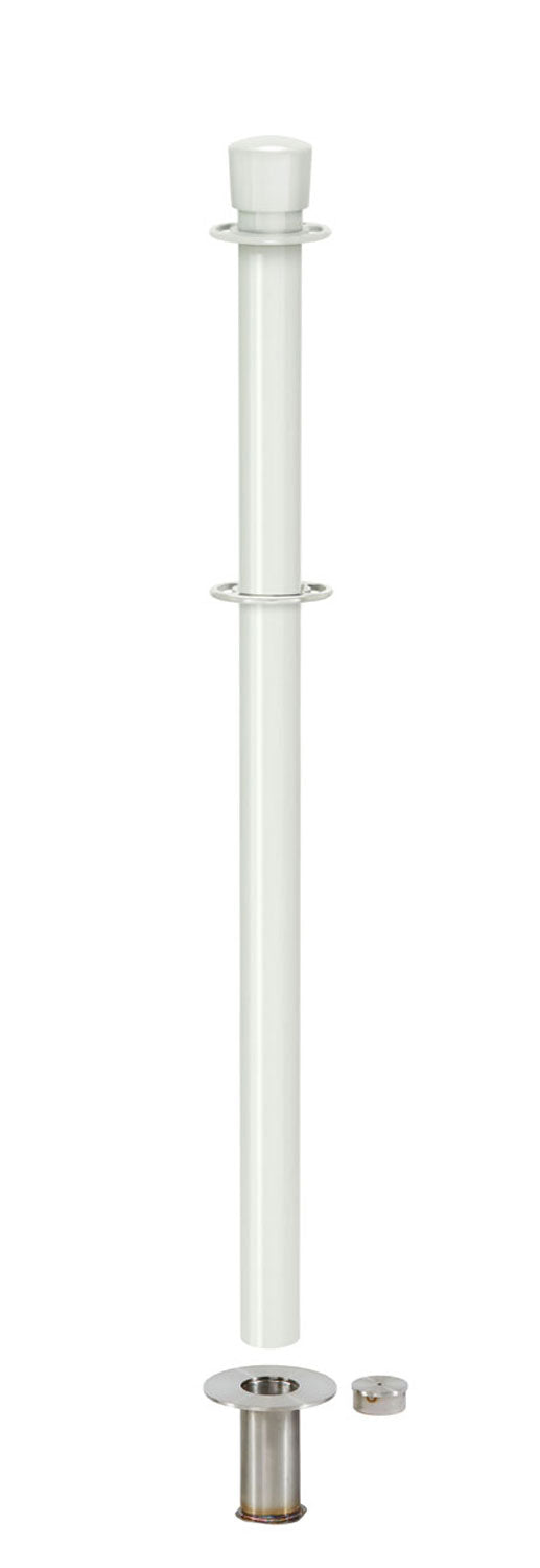 Removable Post and Rope Stanchion | Lavi - LW - Lavi White - 545 - Satin Floor Socket · Double-line (ADA)