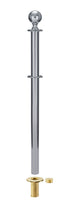 Removable Post and Rope Stanchion | Lavi - PO - Polished Stainless - B45 - Brass Floor Socket · Double-line (ADA)
