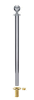 Removable Post and Rope Stanchion | Lavi - PO - Polished Stainless - B45 - Brass Floor Socket · Single line