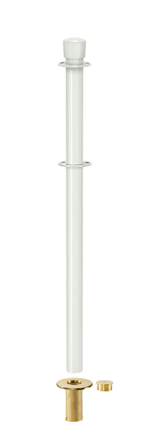 Removable Post and Rope Stanchion | Lavi - LW - Lavi White - B45 - Brass Floor Socket · Double-line (ADA)