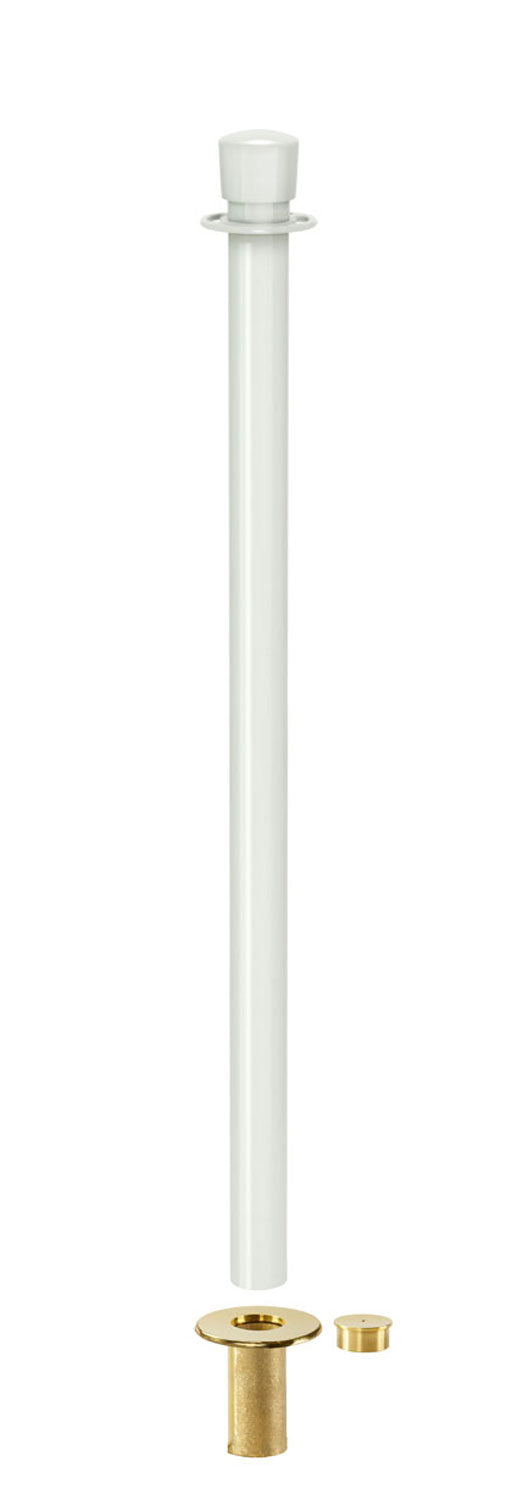 Removable Post and Rope Stanchion | Lavi - LW - Lavi White - B45 - Brass Floor Socket · Single line