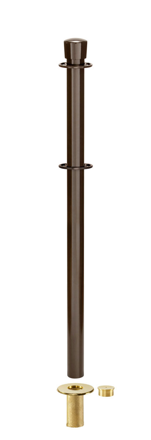 Removable Post and Rope Stanchion | Lavi - SB - Statuary Bronze - B45 - Brass Floor Socket · Double-line (ADA)