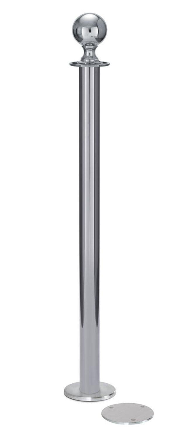 Magnetic Post and Rope Stanchion | Lavi - PO - Polished Stainless - 5.5" Carpet Magnetic · Single line