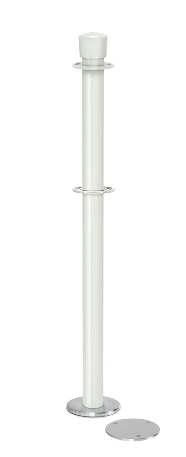 Magnetic Post and Rope Stanchion | Lavi - LW - Lavi White - 5.5" Carpet Magnetic · Double-line (ADA)