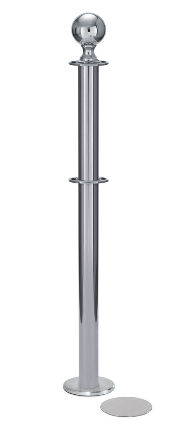 Magnetic Post and Rope Stanchion | Lavi - PO - Polished Stainless - 5.5" Magnetic · Double-line (ADA)