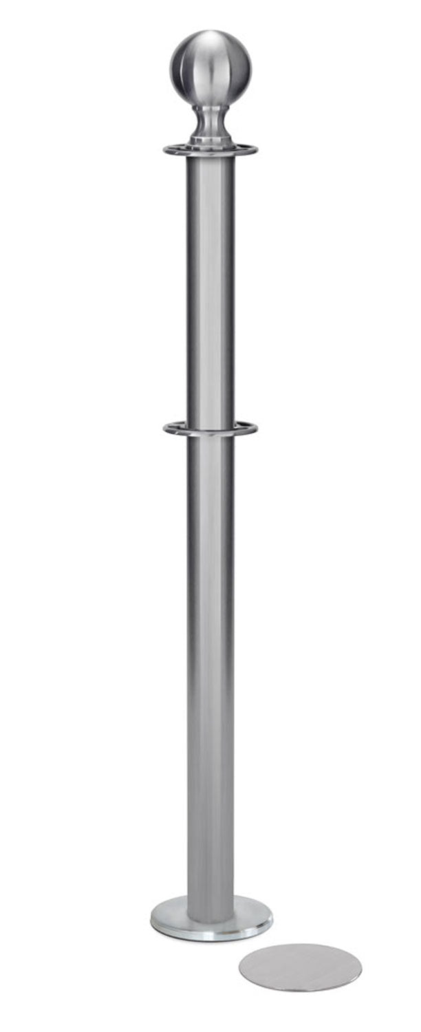 Magnetic Post and Rope Stanchion | Lavi - SA - Satin Stainless - 5.5" Magnetic · Double-line (ADA)