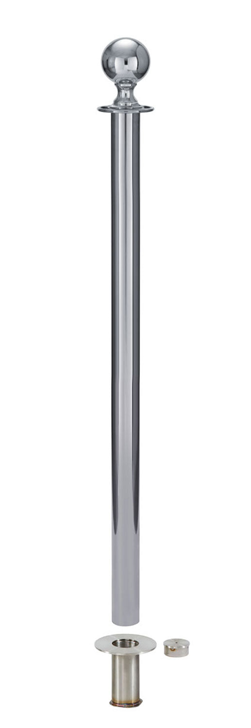 Removable Post and Rope Stanchion | Lavi - PO - Polished Stainless - P45 - Polished Floor Socket · Single line