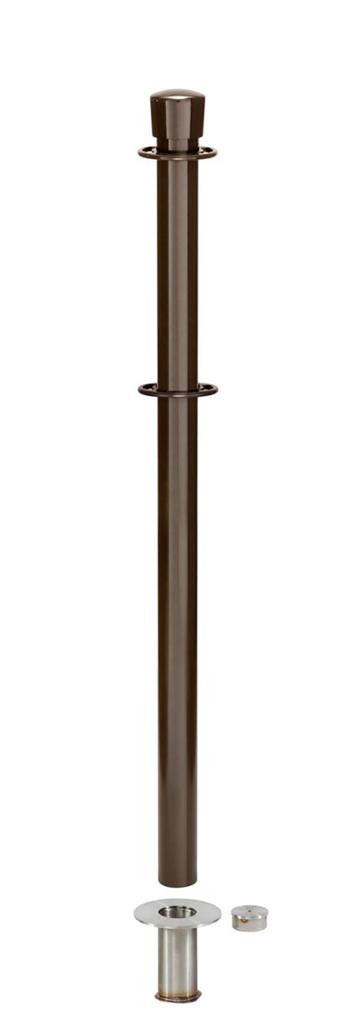 Removable Post and Rope Stanchion | Lavi - SB - Statuary Bronze - P45 - Polished Floor Socket · Double-line (ADA)