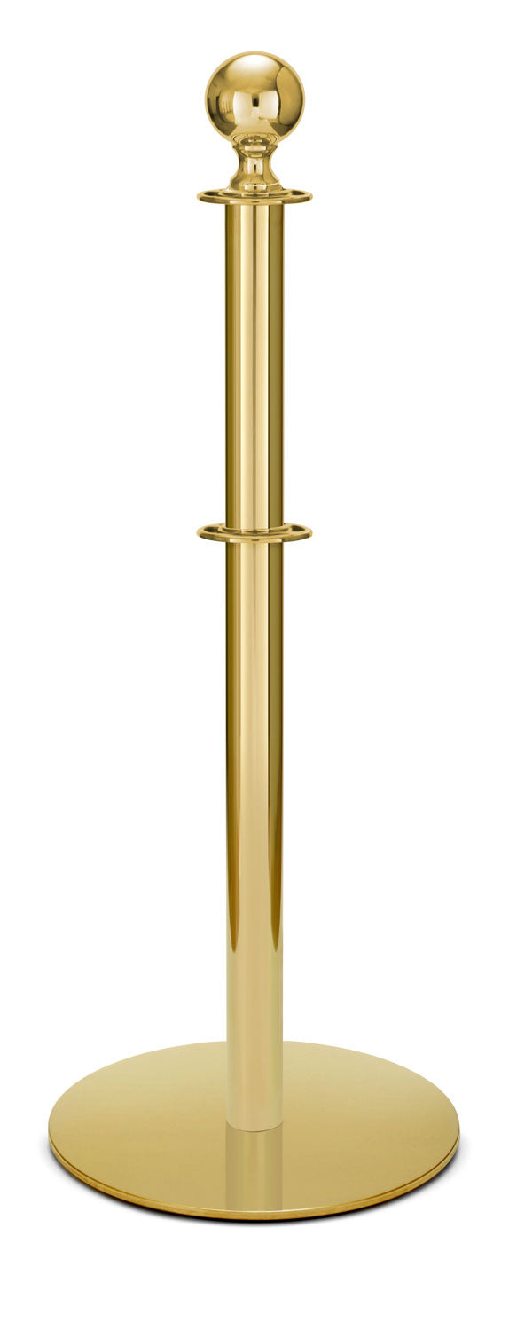 Portable Post and Rope Stanchion | Lavi - BC - Brass Clear Coat - 14.5" Slim · Double-line (ADA)
