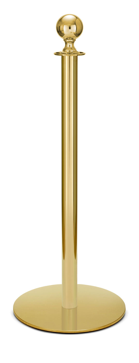 Portable Post and Rope Stanchion | Lavi - BC - Brass Clear Coat - 14.5" Slim · Single line